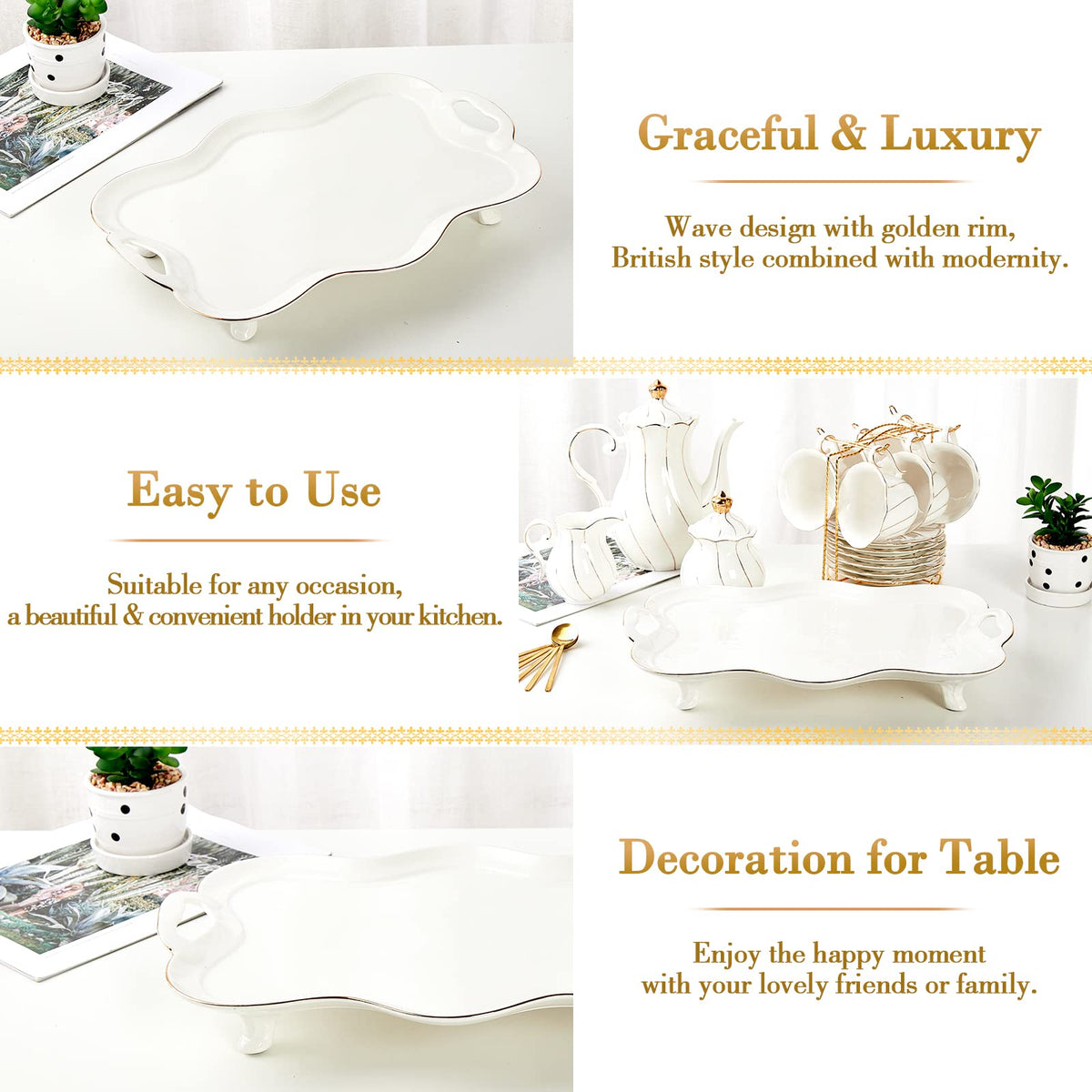 DUJUST tray with easy-to-grip handles, convenient for carrying beverages.