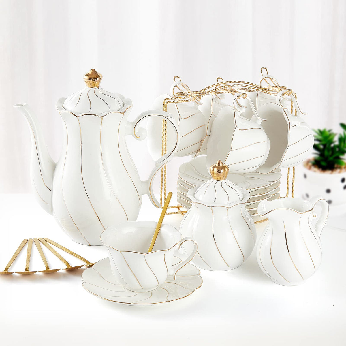 DUJUST tea set stand for elegant gatherings and easy serving.