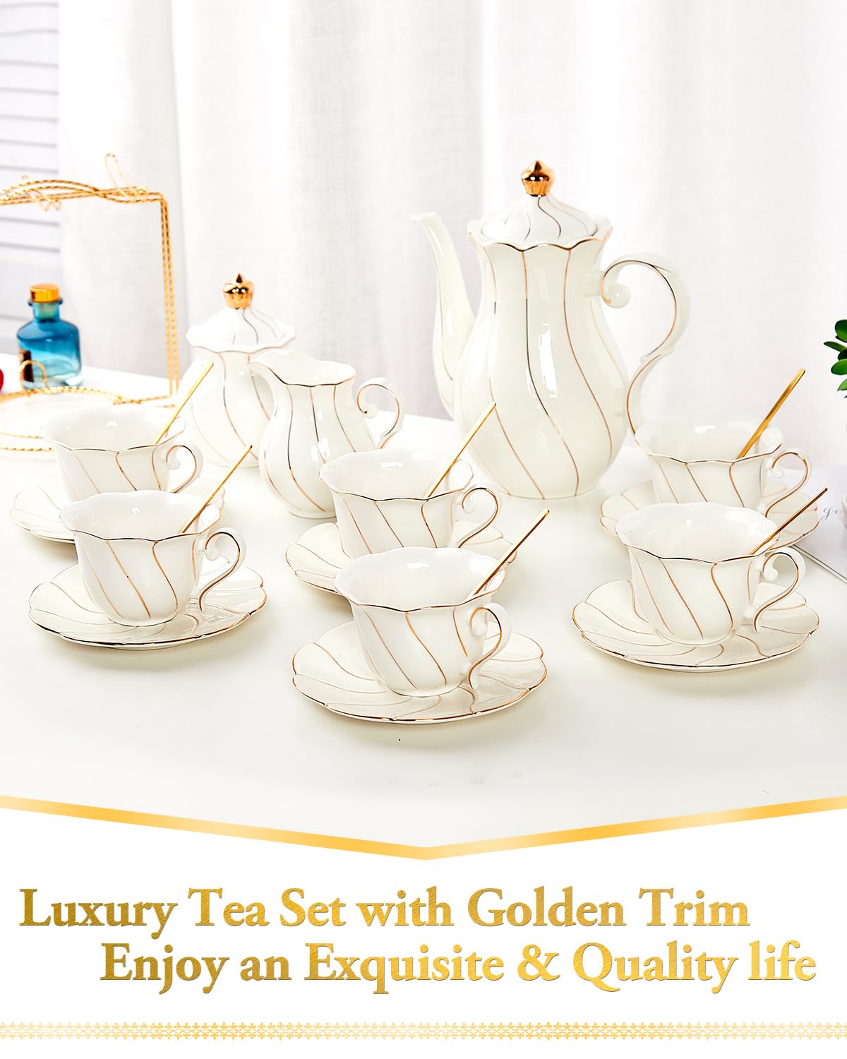 DUJUST teacups 7oz ideal for daily tea rituals with friends.