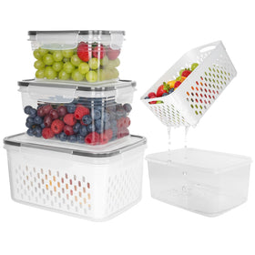 Dukrouk grape container for fridge 3-pack keeps produce fresh and organized.
