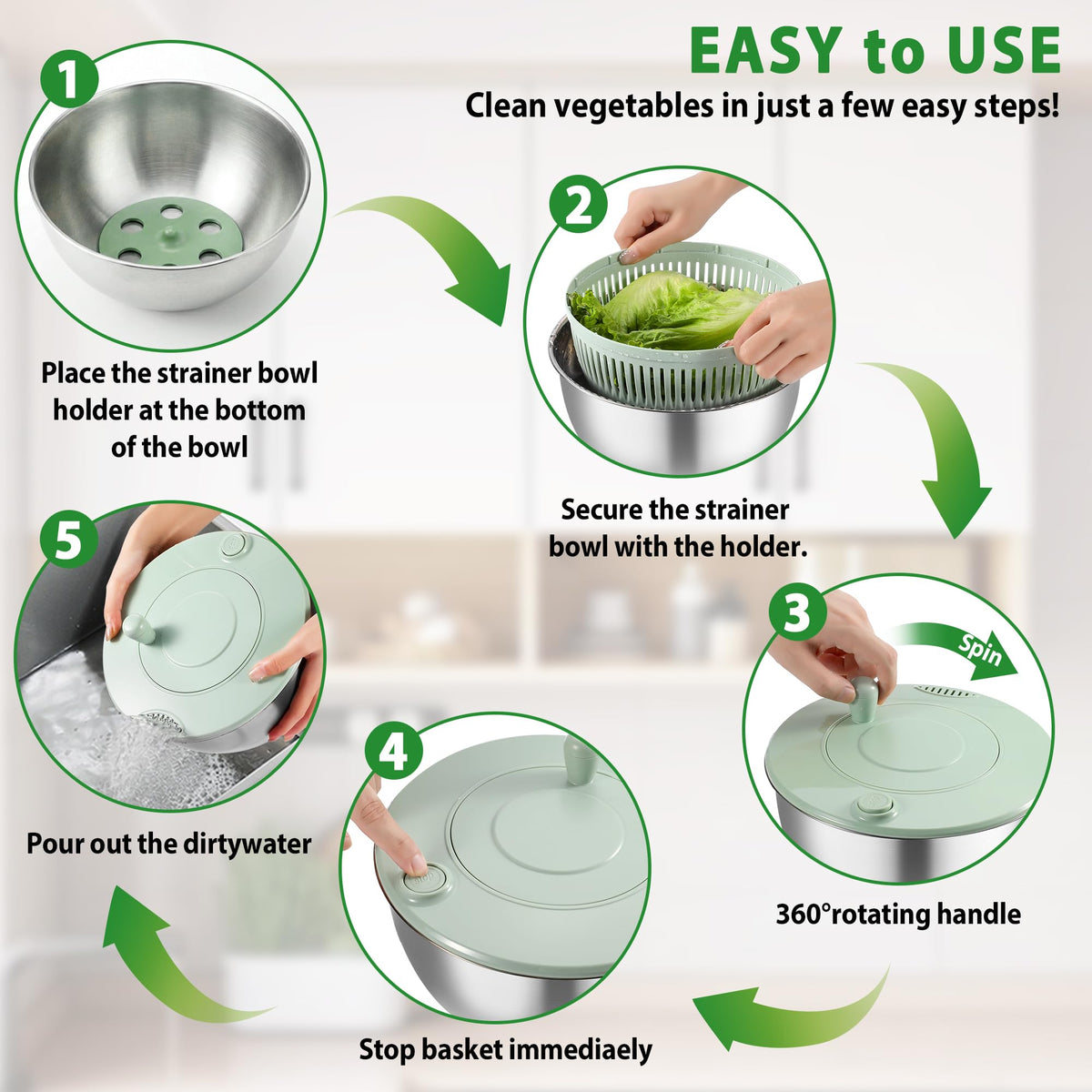 Dulvus non-slip base keeps the spinner steady during use