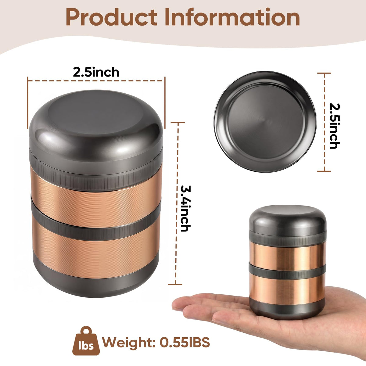 Dumbpec compact grinder fits drawers and shelves for quick seasoning on the go
