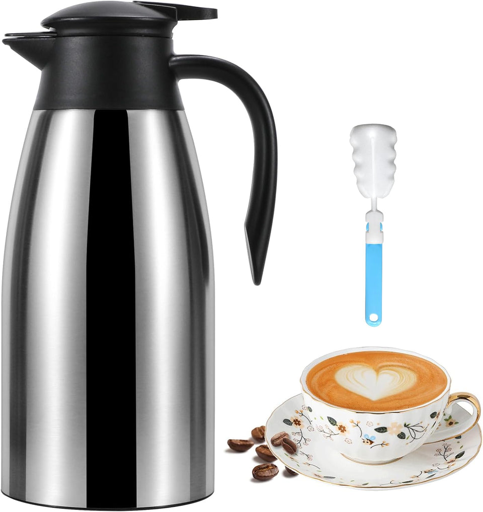 Dumfoin 70oz thermal carafe top view for generous hot beverage service.