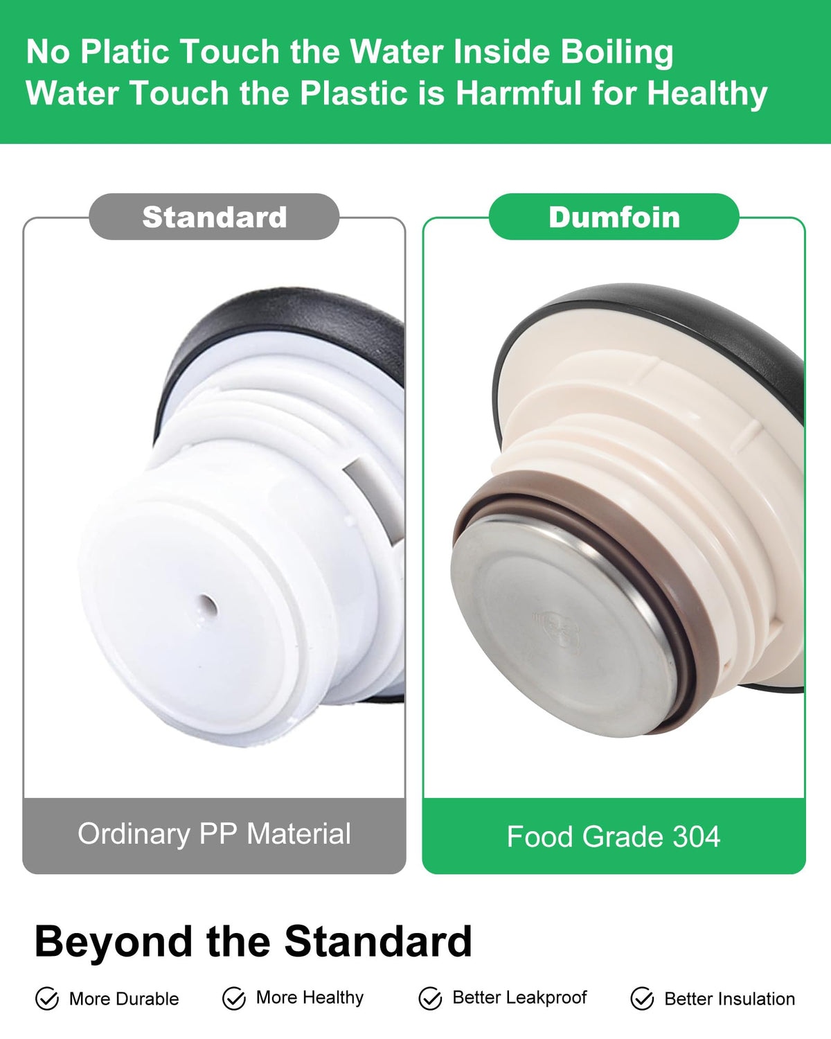 Dumfoin stainless-steel body provides durable insulation while remaining safe to touch.