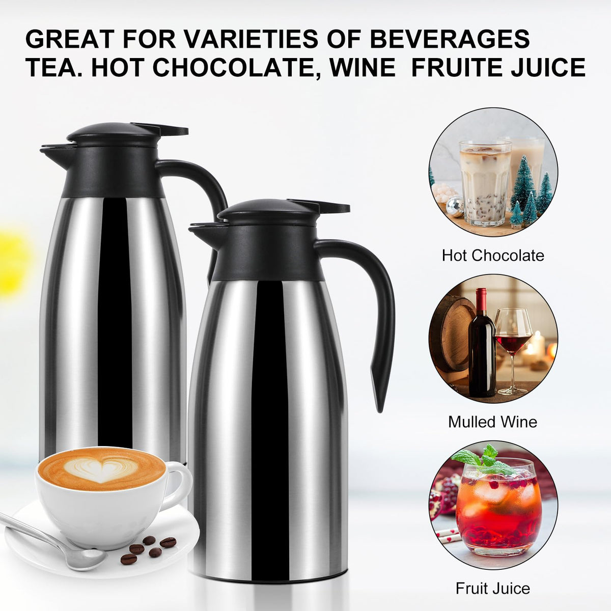 Dumfoin pour-spout design enables one-handed serving of coffee or tea.