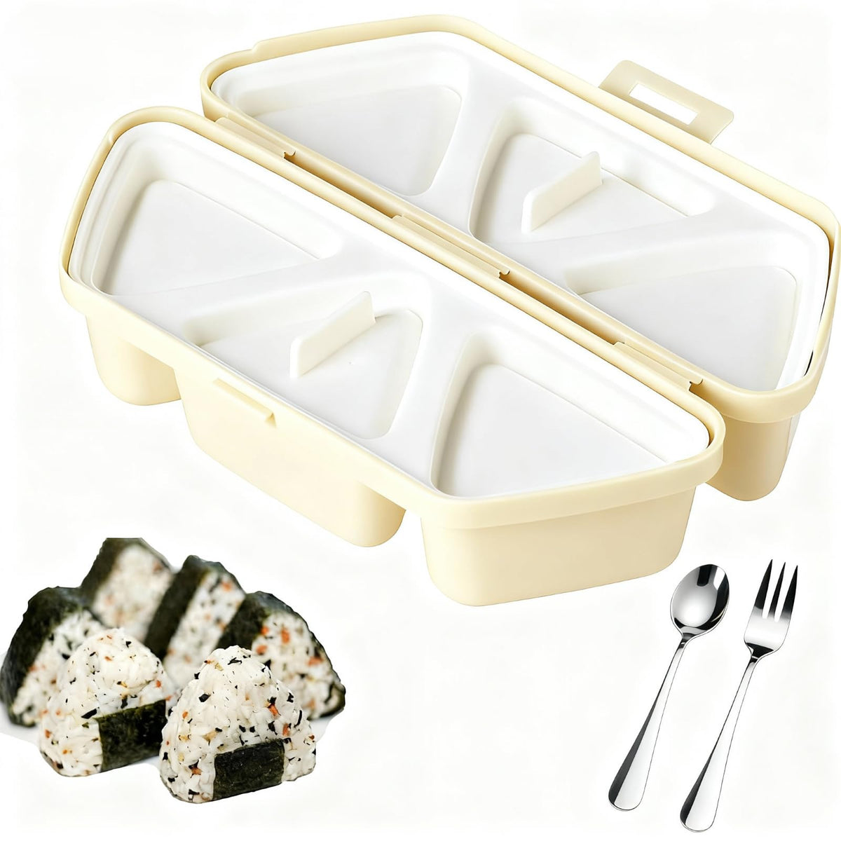 DumFurc onigiri mold triangle 6-in-1 press for quick, uniform rice balls