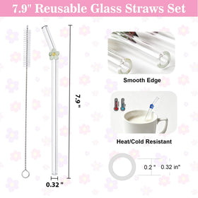 DUMING-IN bent clear glass straw easy to inspect and clean
