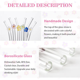 DUMING-IN glass straw with flower design blends practicality and style