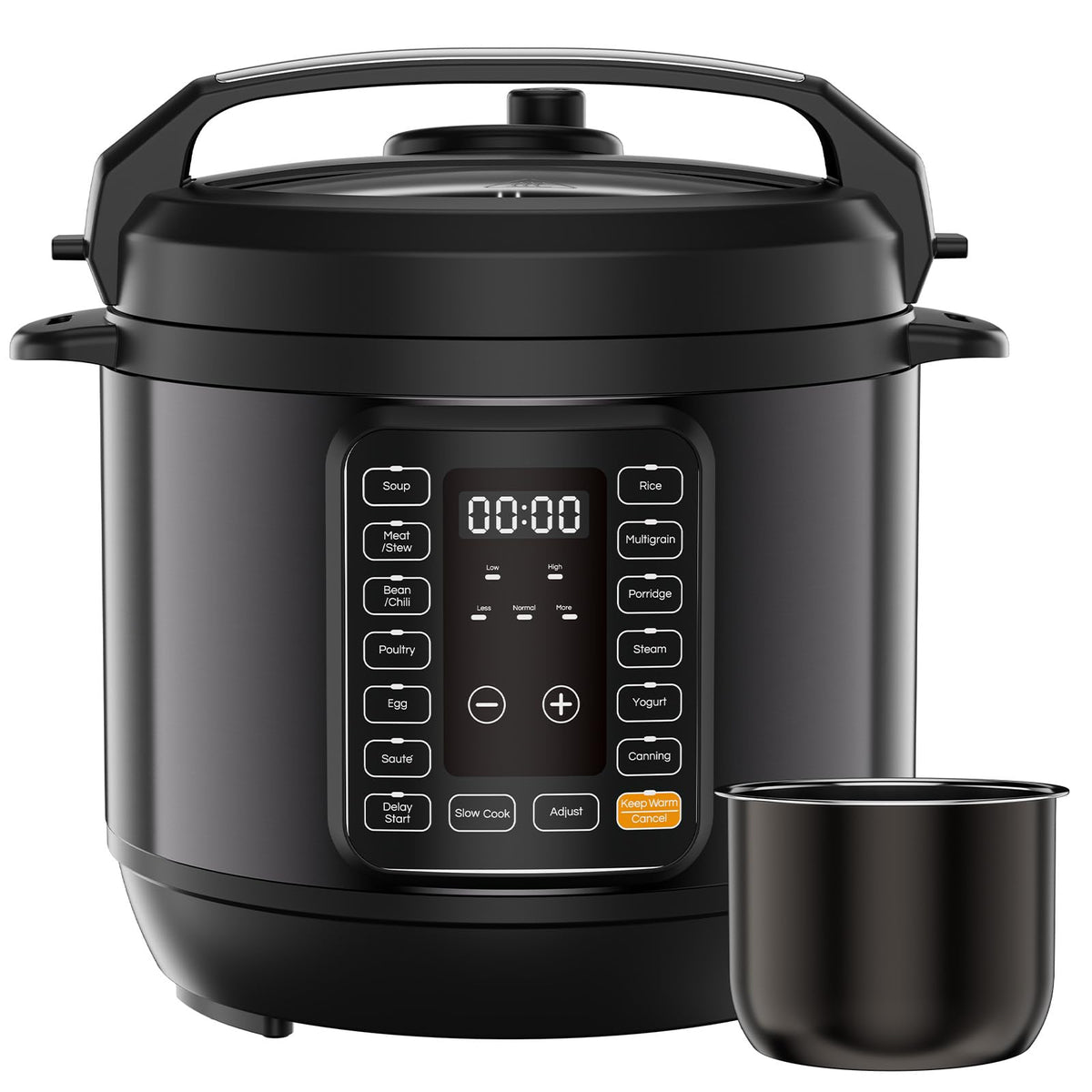DUMOS 16-in-1 pressure cooker front view with intuitive control panel for quick meals