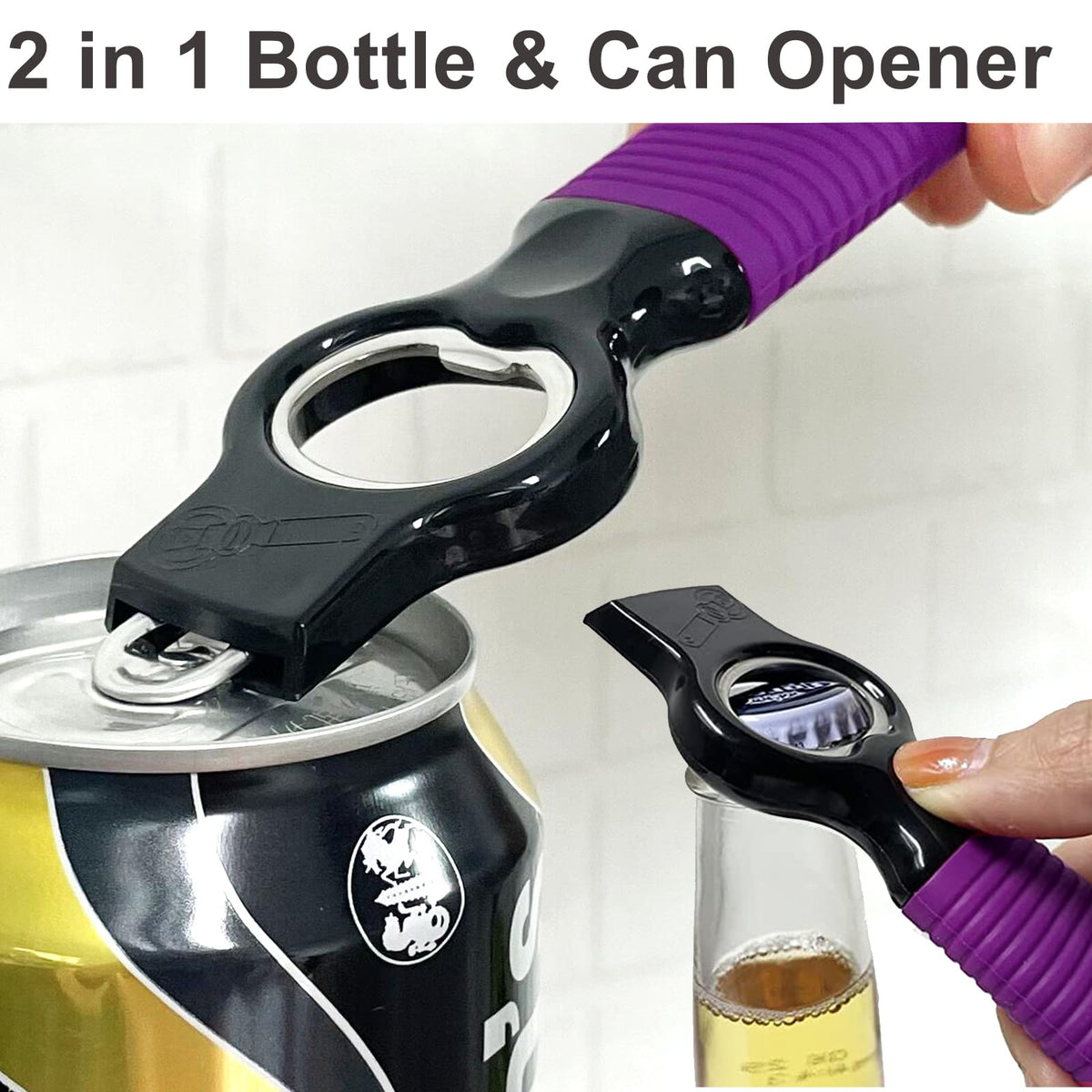 DUNLAGUE bottle opener demonstrating easy tab lifting.