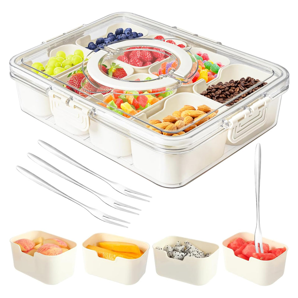 Dunruz Snackle Box with 8 compartments keeps snacks organized for travel and parties.