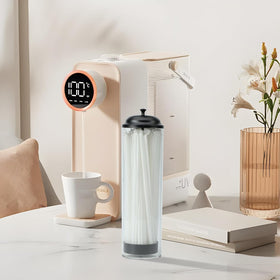 DUNTON lid-knob operation showing user-friendly design for fast straw dispensing.
