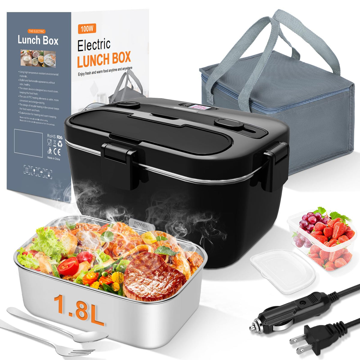 DUPASU electric lunch box heat function for hot meals while traveling.