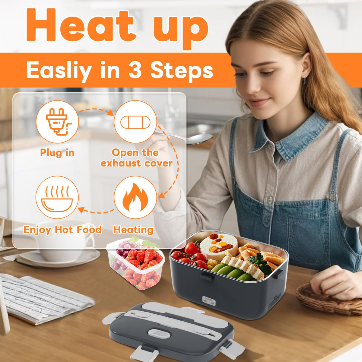 DUPASU electric lunch box insulated carry bag for portable meals.