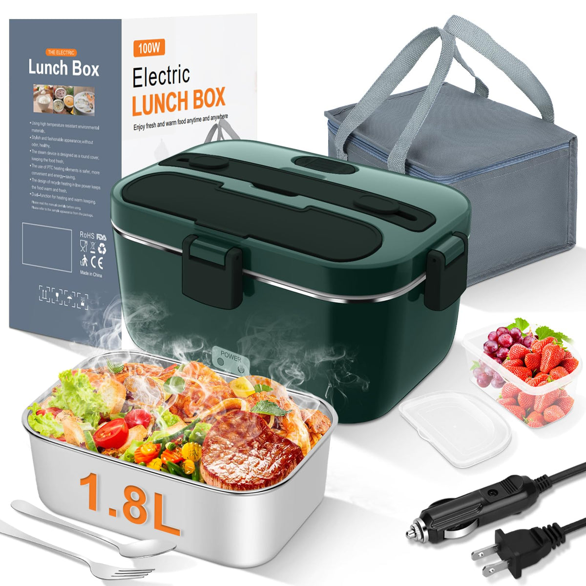 DUPASU electric lunch box showing rapid heat for quick meals on the go