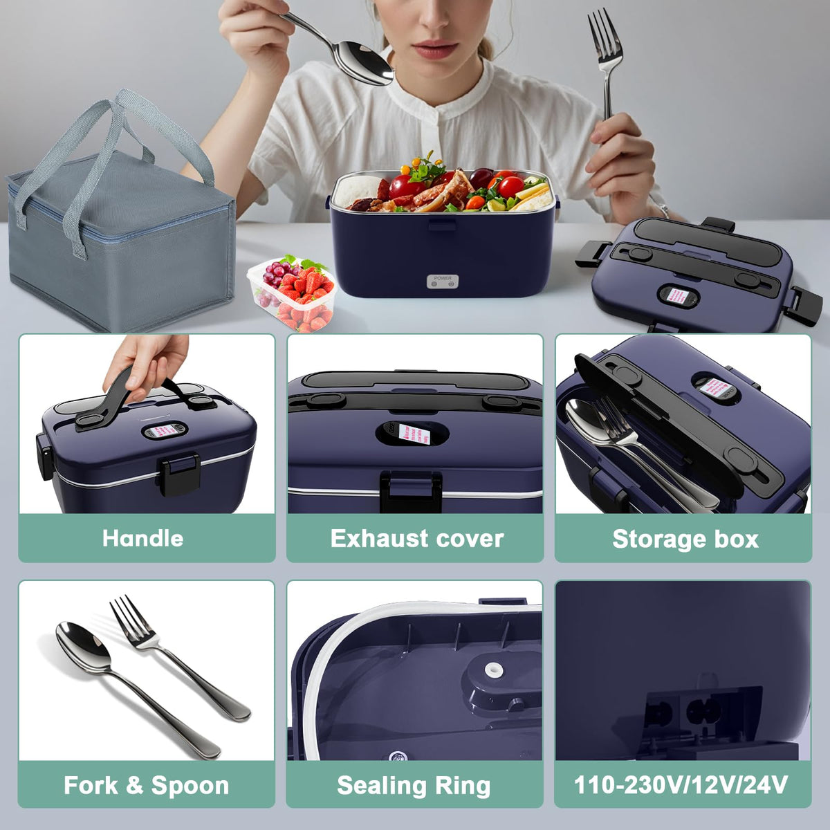 DUPASU 3-in-1 lunch box supports home/office and car/truck power.