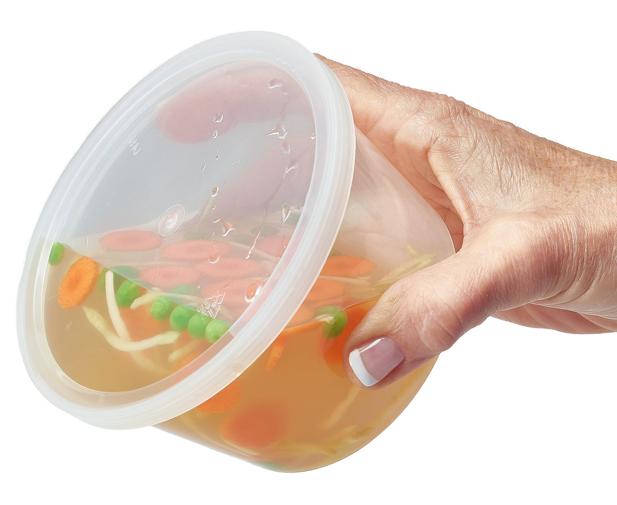 DuraHome 16oz round container for leftovers and dressings.