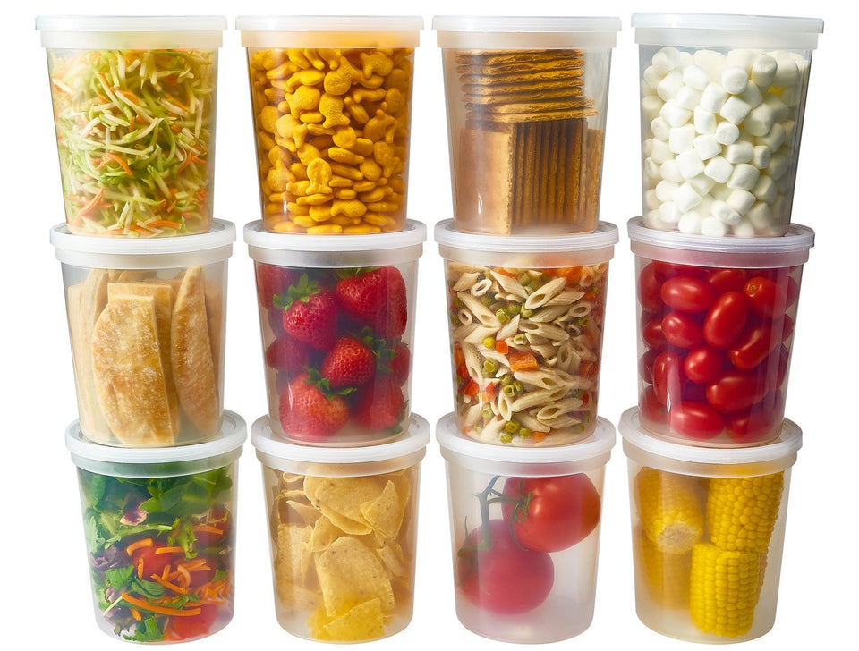 DuraHome 32oz deli container with clear view, ideal for rapid meal prep and organization.