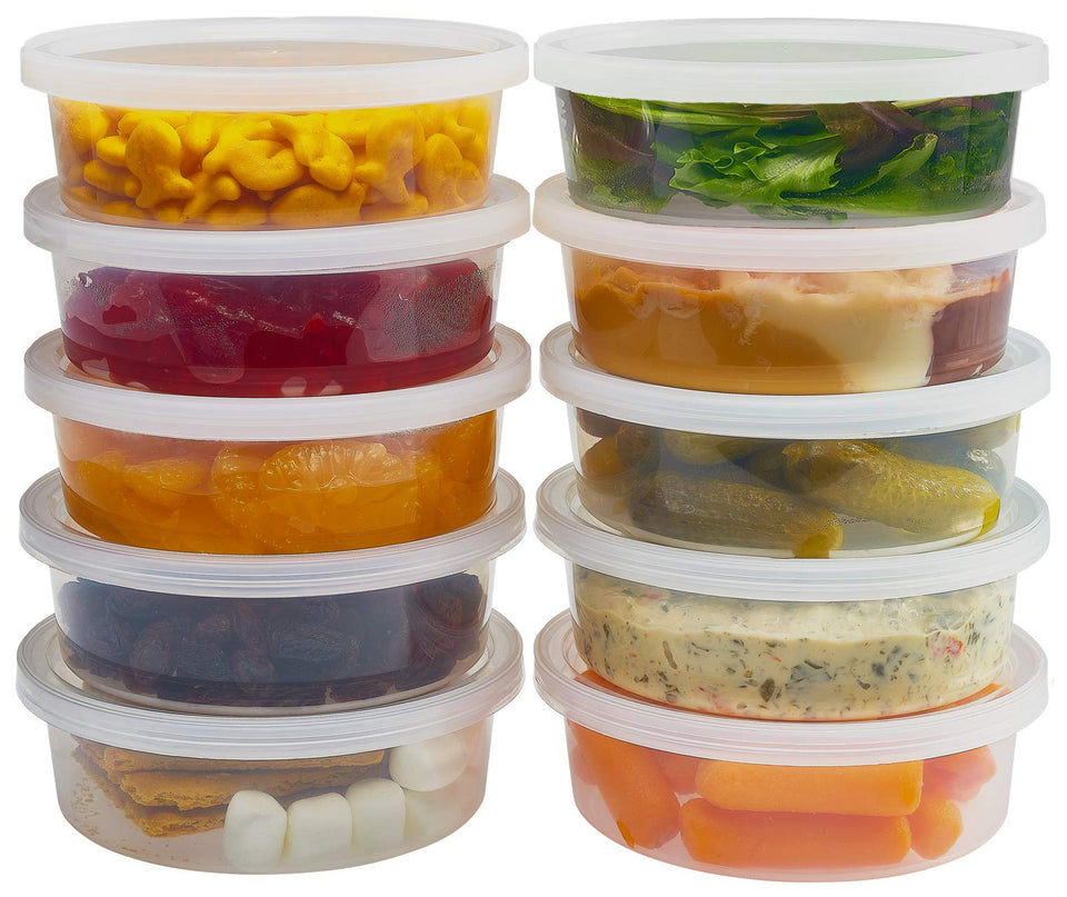 DuraHome 8oz deli container with clear view for quick meal prep and grab-and-go.