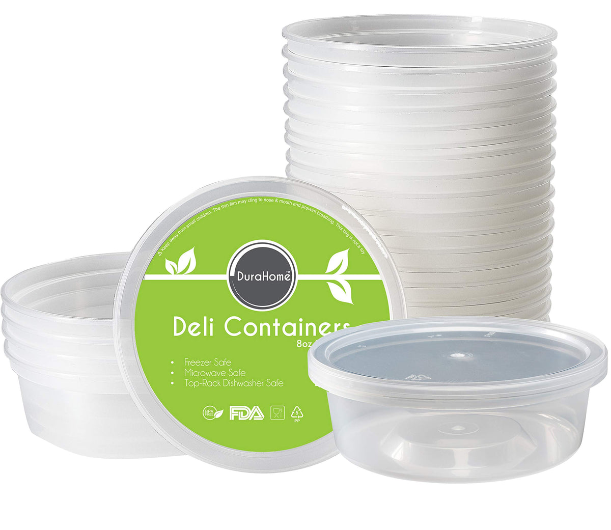 DuraHome interchangeable lids enabling versatile use across container sizes.