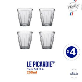 Duralex Picardie 1027AC04 close-up shows tempered glass clarity for everyday use
