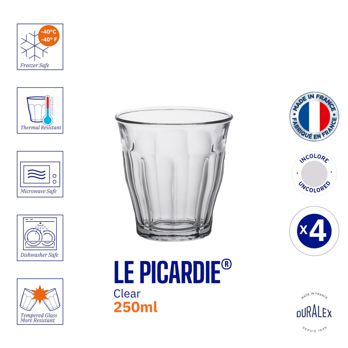 Duralex Picardie 1027AC04 9 cm tall tumbler on a dining table