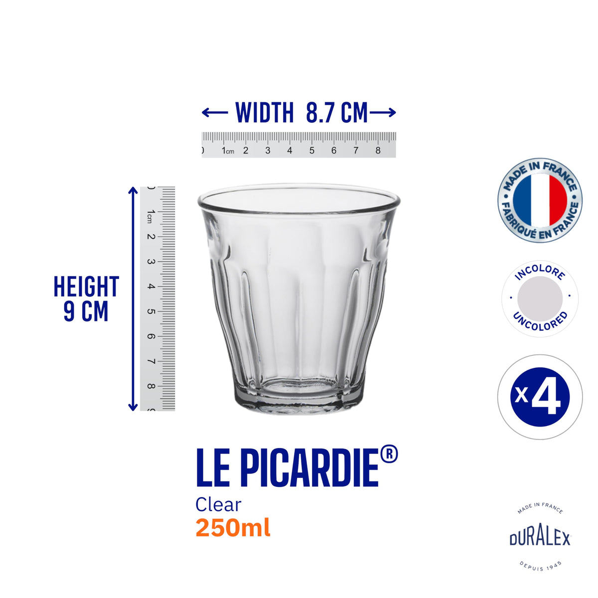 Duralex Picardie 1027AC04 microwave-safe clear glass tumbler for quick reheats