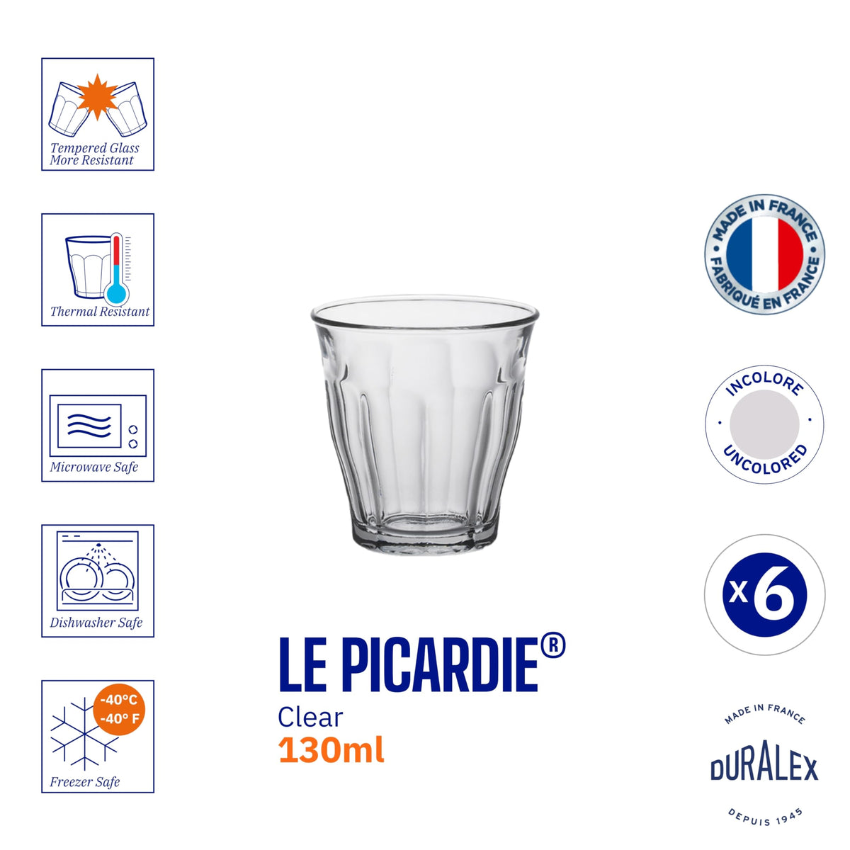 Duralex Picardie tumbler clear microwave safe for quick reheats
