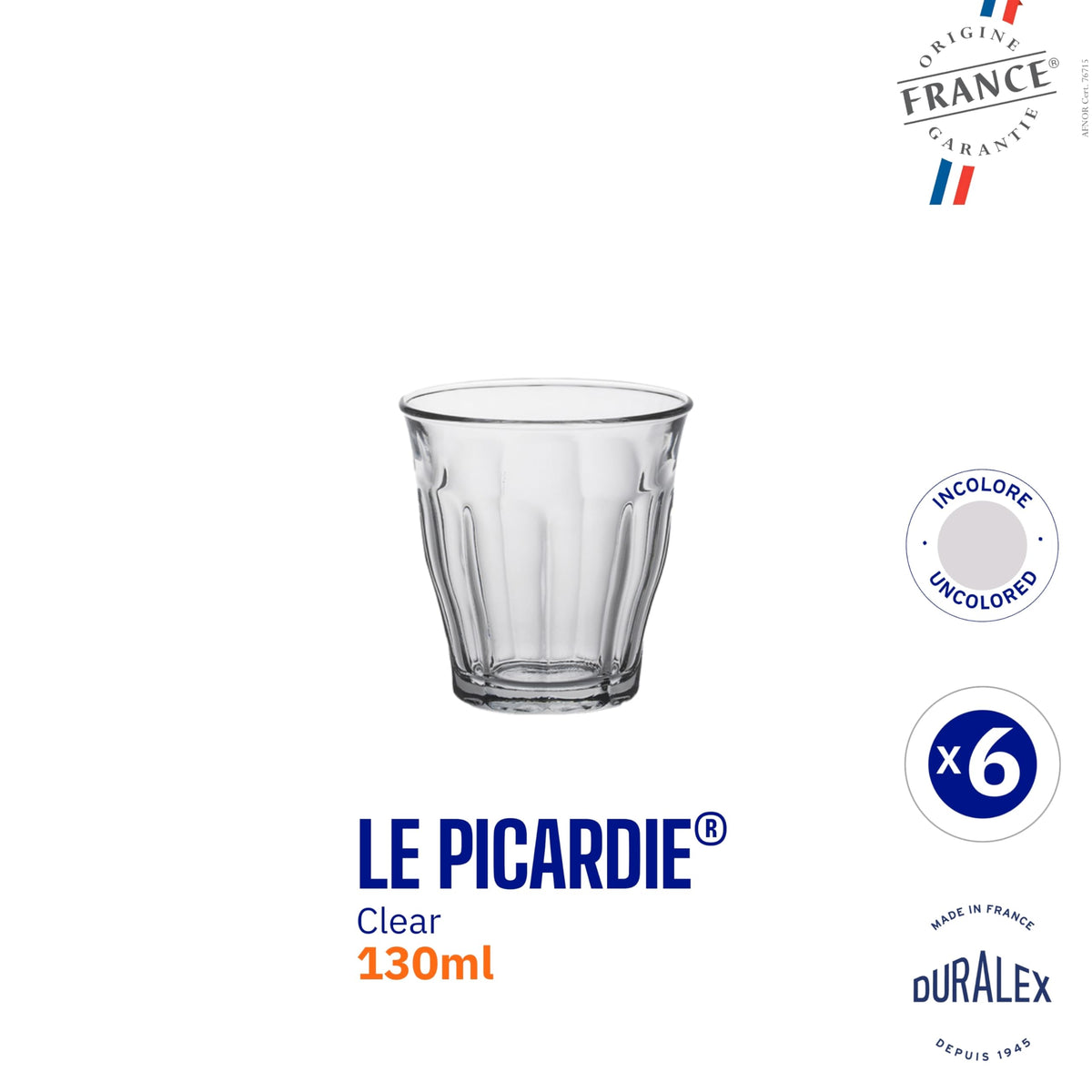 Duralex Picardie tumbler clear stackable design saves cabinet space