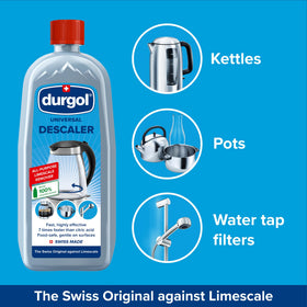 Durgol Universal coffee machine descaler tackles mineral buildup.