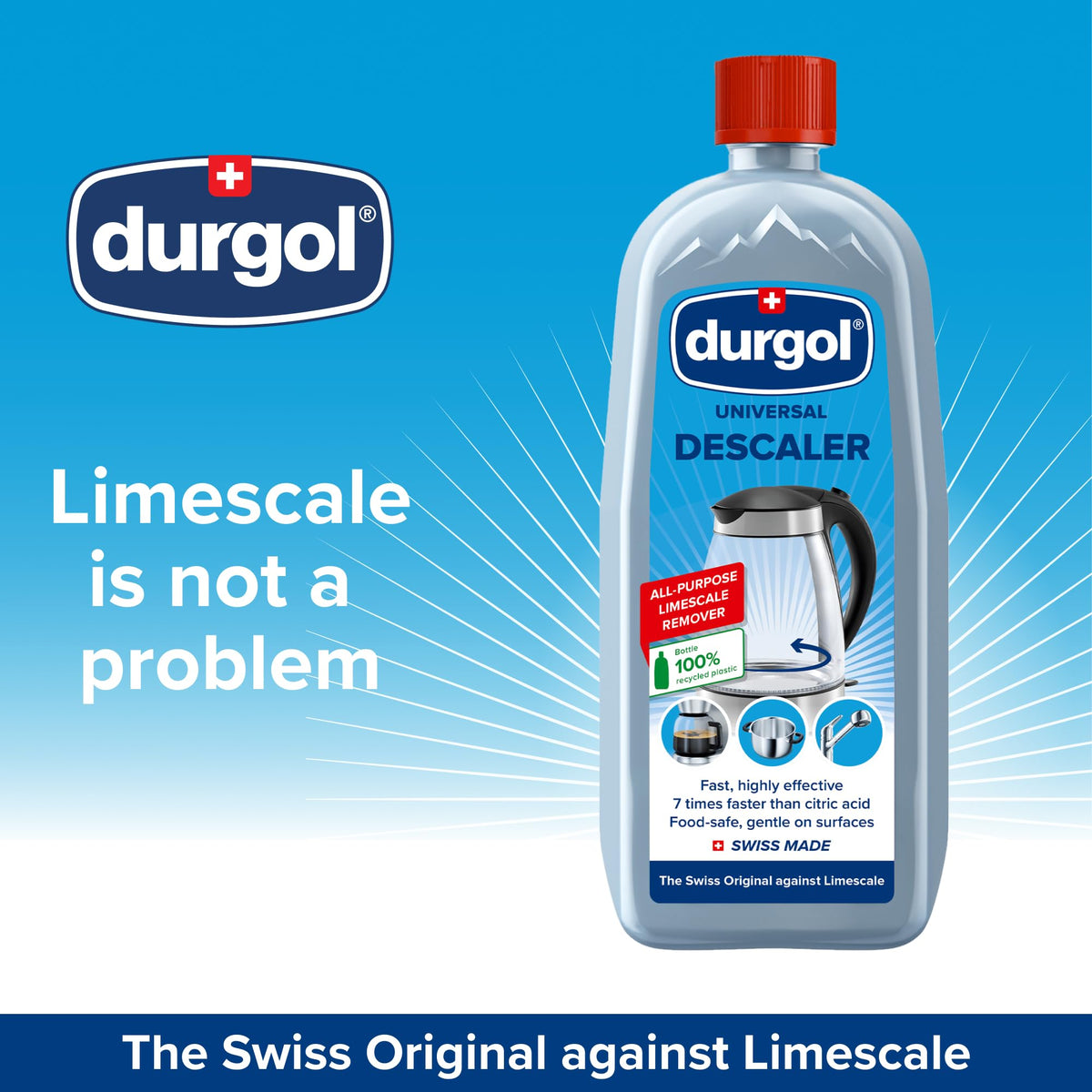 Durgol Universal label close-up highlights safety and European manufacturing quality.