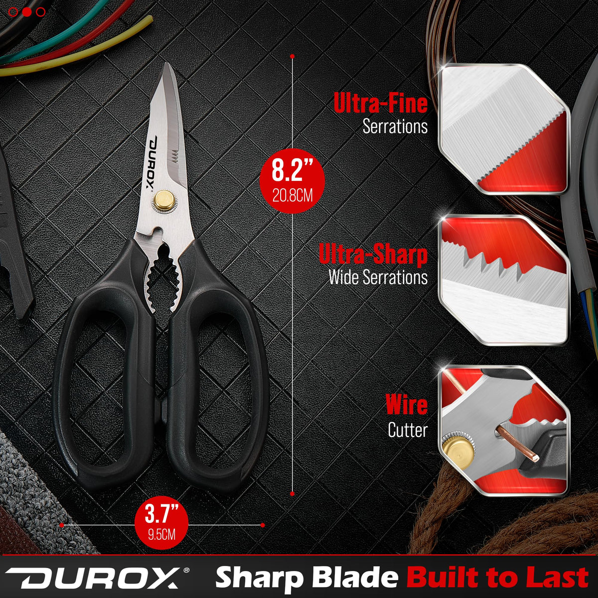 DuroX multipurpose scissors with ergonomic handles for comfortable long use.