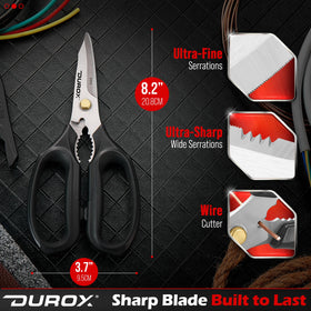 DuroX multipurpose scissors with ergonomic handles for comfortable long use.