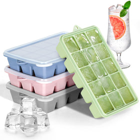 Duseu 4-pack silicone ice trays with lid for clean, odor-free freezing and easy release.