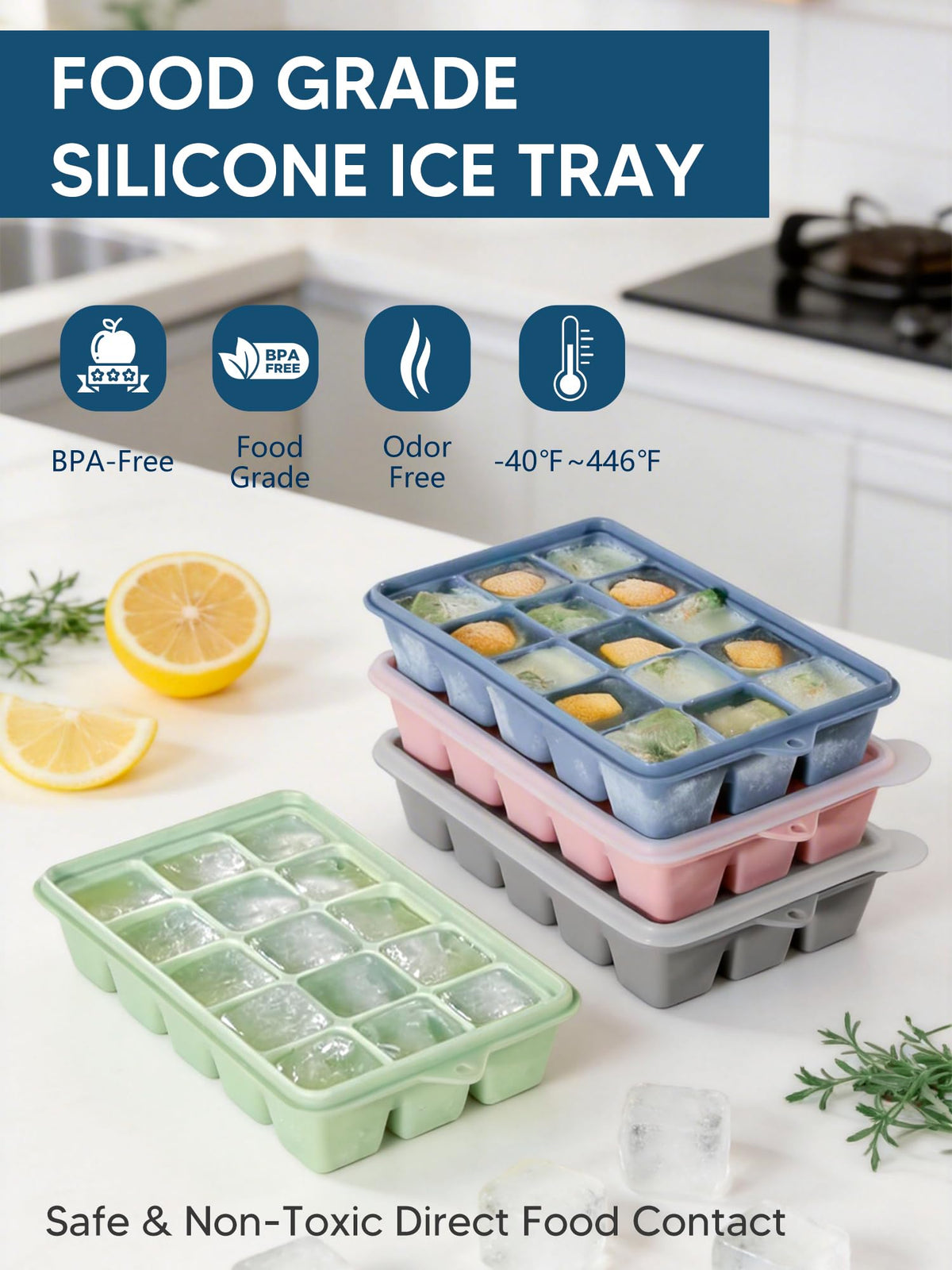 Duseu lids prevent fridge odors while stacking saves freezer space.