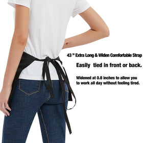 Long 43-inch ties can wrap from front or back for comfort.