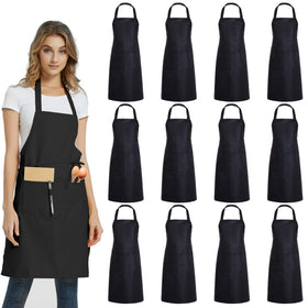 DUSKCOVE plain bib apron in black, front view, durable and practical.
