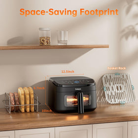 Dutepa Air Fryer 8-in-1 basket and tray are dishwasher-safe for easy cleanup.