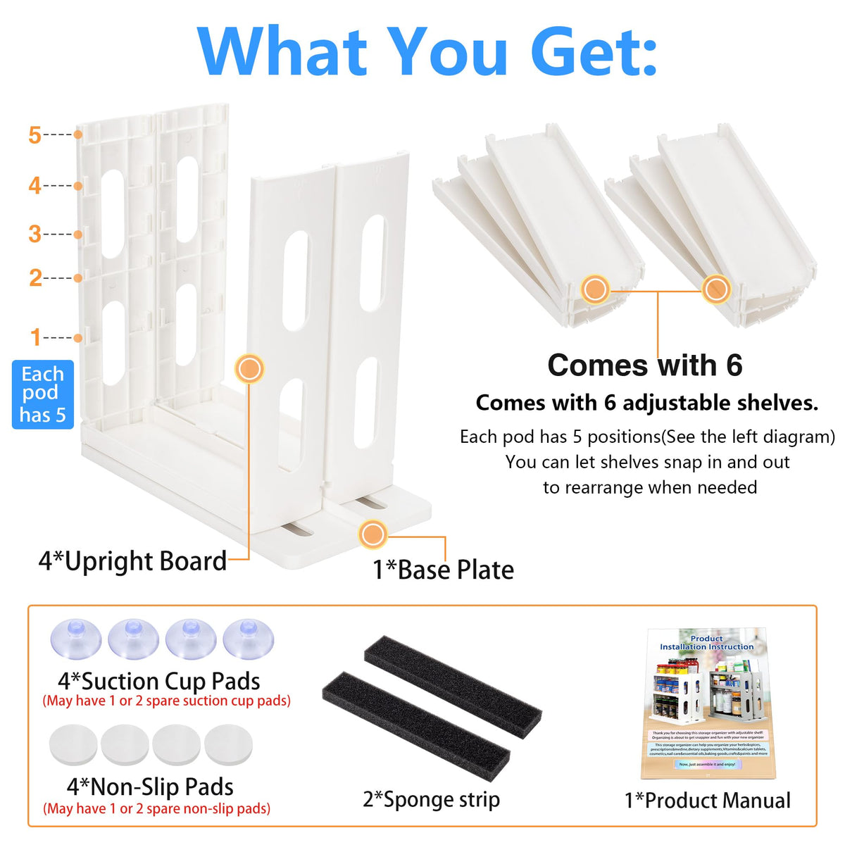 Dutiplus stabilizing foam included for odd-sized items and added stability