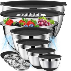 DUTZUN mixing bowls with lids ensemble for versatile prep and storage