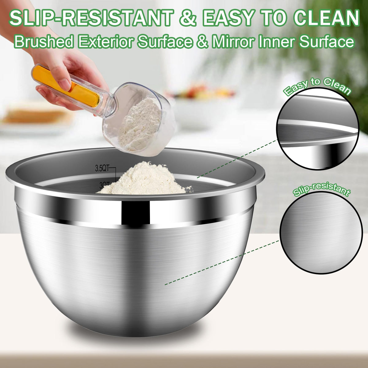 DUTZUN Pistachio mixing bowls are dishwasher safe for quick cleanup.