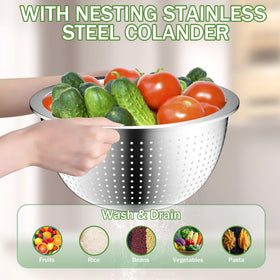 DUTZUN Pistachio bowls feature a textured base for stable prep surfaces.