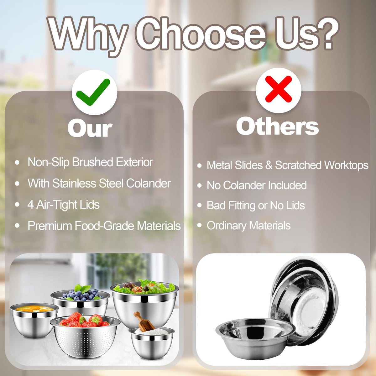 DUTZUN bowls include a colander for easy washing and draining.