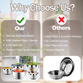 DUTZUN bowls include a colander for easy washing and draining.
