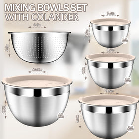 DUTZUN mixing bowls with lids keep ingredients fresh during storage.