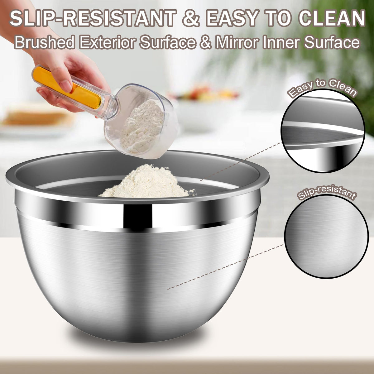 DUTZUN textured non-slip bases reduce slipping on countertops.