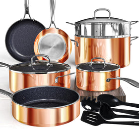 DUXANO Deluxe 14-Piece Set front view, complete cookware.