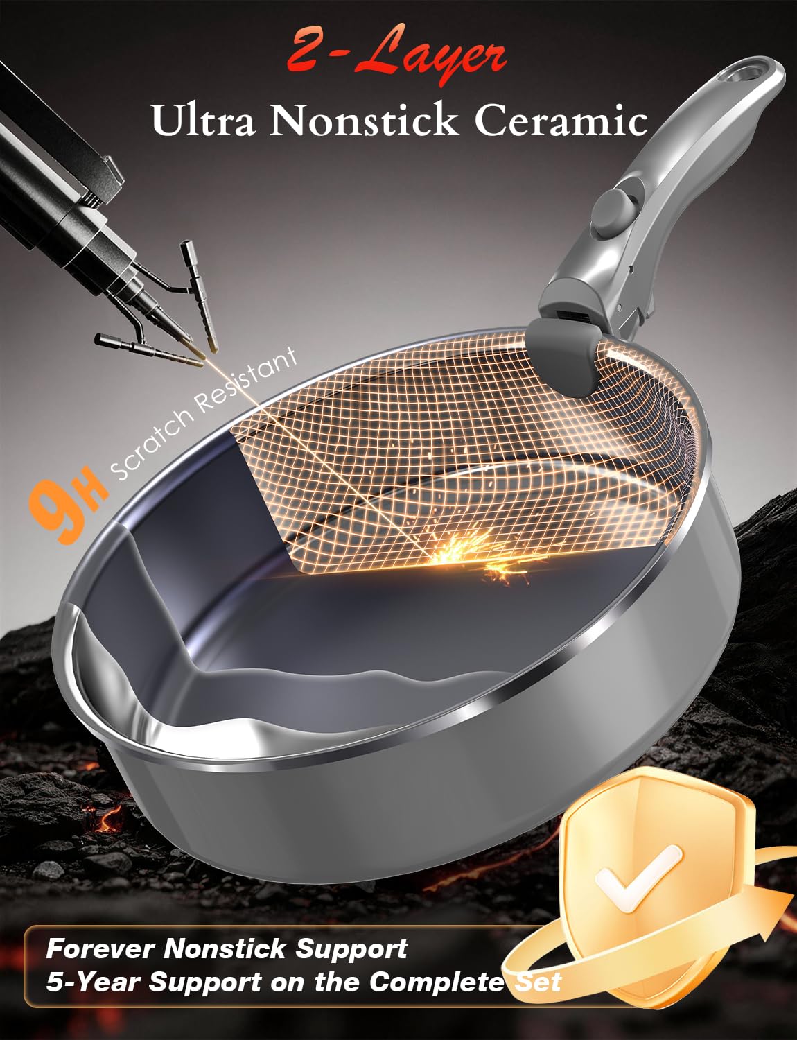 DUXANO diamond-infused ceramic coating resists scratches for long-lasting nonstick.