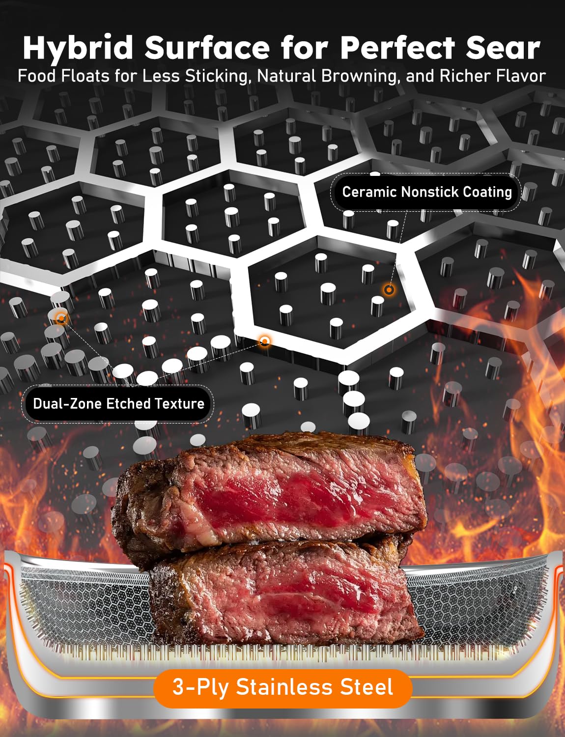 DUXANO diamond-infused ceramic coating resists scratches while releasing food easily