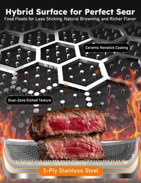 DUXANO diamond-infused ceramic coating resists scratches while releasing food easily